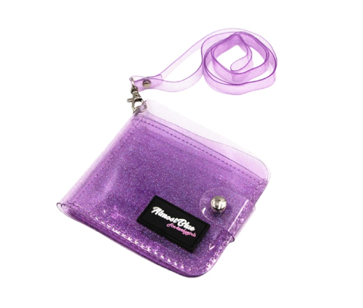 AIBEARTY Women's Glitter Transparent PVC Slim Bifold Wallet - ID Credit Card Holder with Hanging String & Coin Pocket - Stylish Clutch for Girls & Women | Perfect for Parties, Shopping, and Everyday Use