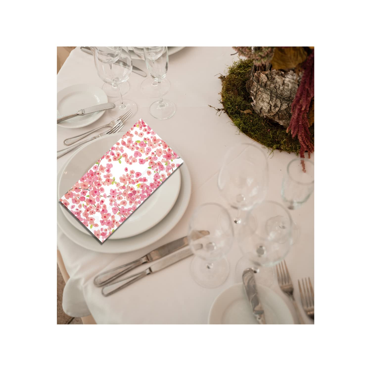 Disposable Spring Cherry Blossom Guest Towels - 32 Count Floral Bathroom Paper Napkins 8.5