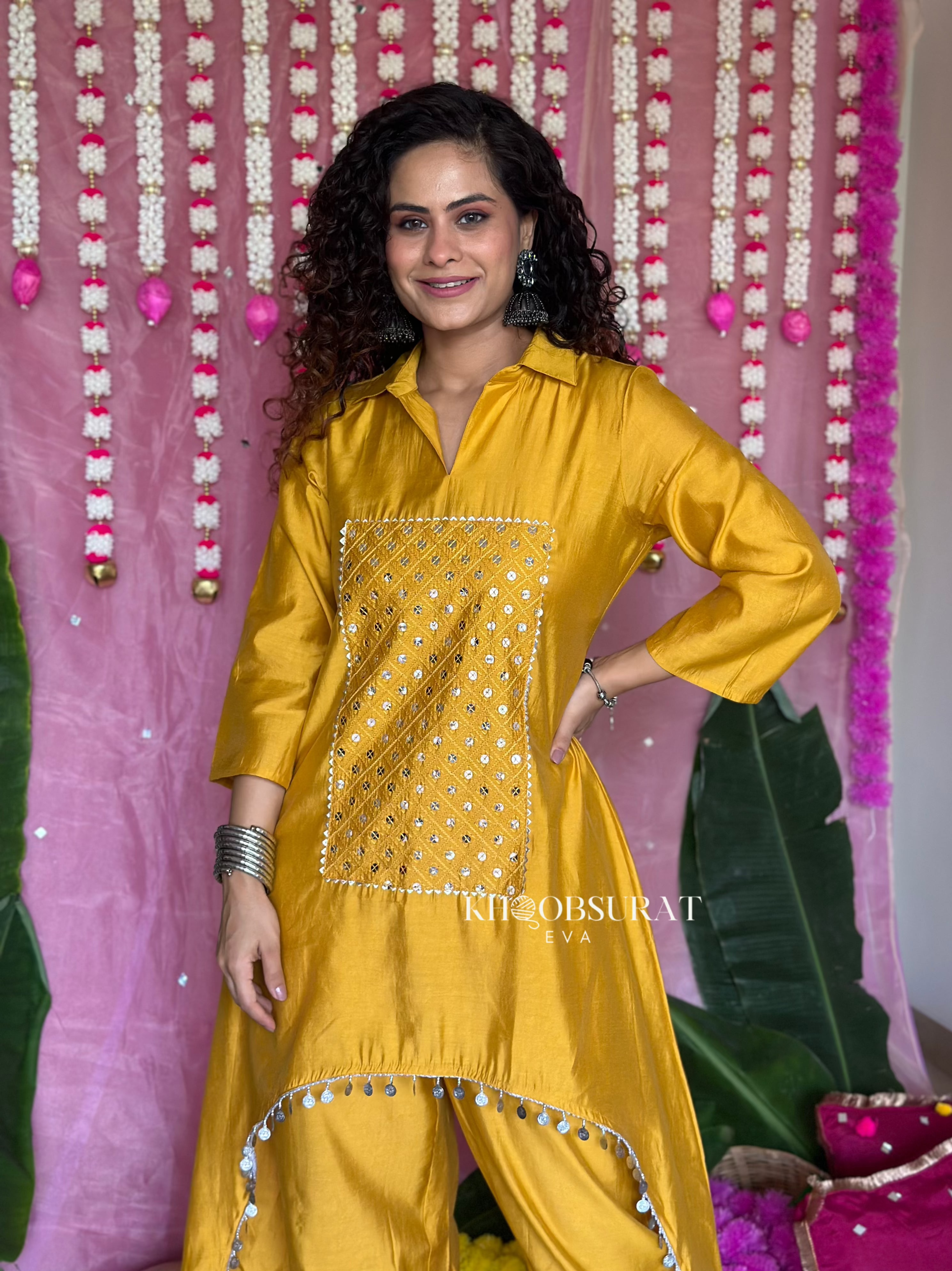 Marigold Yellow Embroidered Kurta Set for Women | Traditional Indian Ethnic Wear | Perfect for Festivals, Weddings & Casual Outings