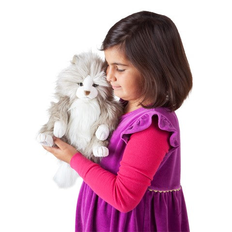 Soft Plush Fluffy Cat Hand Puppet - Interactive Toy for Kids, Storytelling & Pretend Play - Perfect for Classroom, Home & Theater Performances