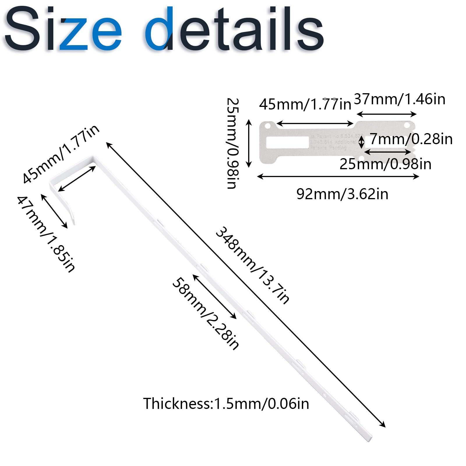 INCREWAY Over-The-Door Mirror Hanger Set - Adjustable White Mirror Brackets with Protective Lining (1.7