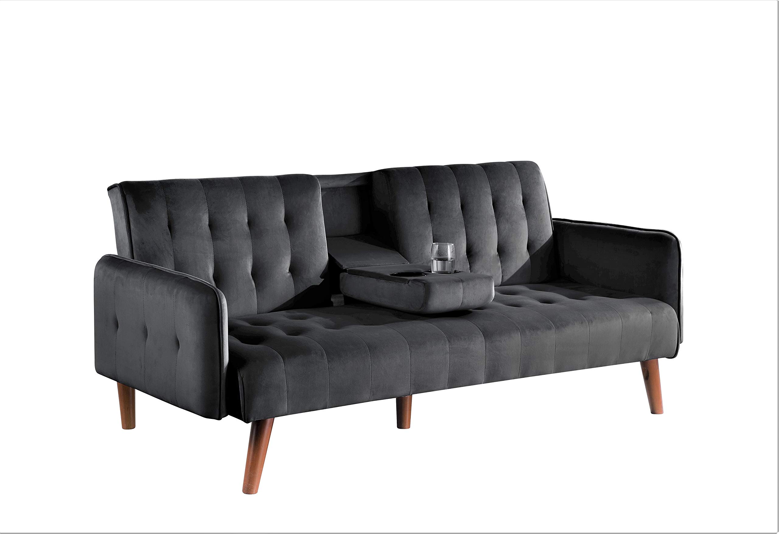 Cricklade Convertible Sofa Bed - Black Faux Leather Sleeper Sofa for Small Spaces | Perfect for Guest Room, Studio Apartment & Home Office
