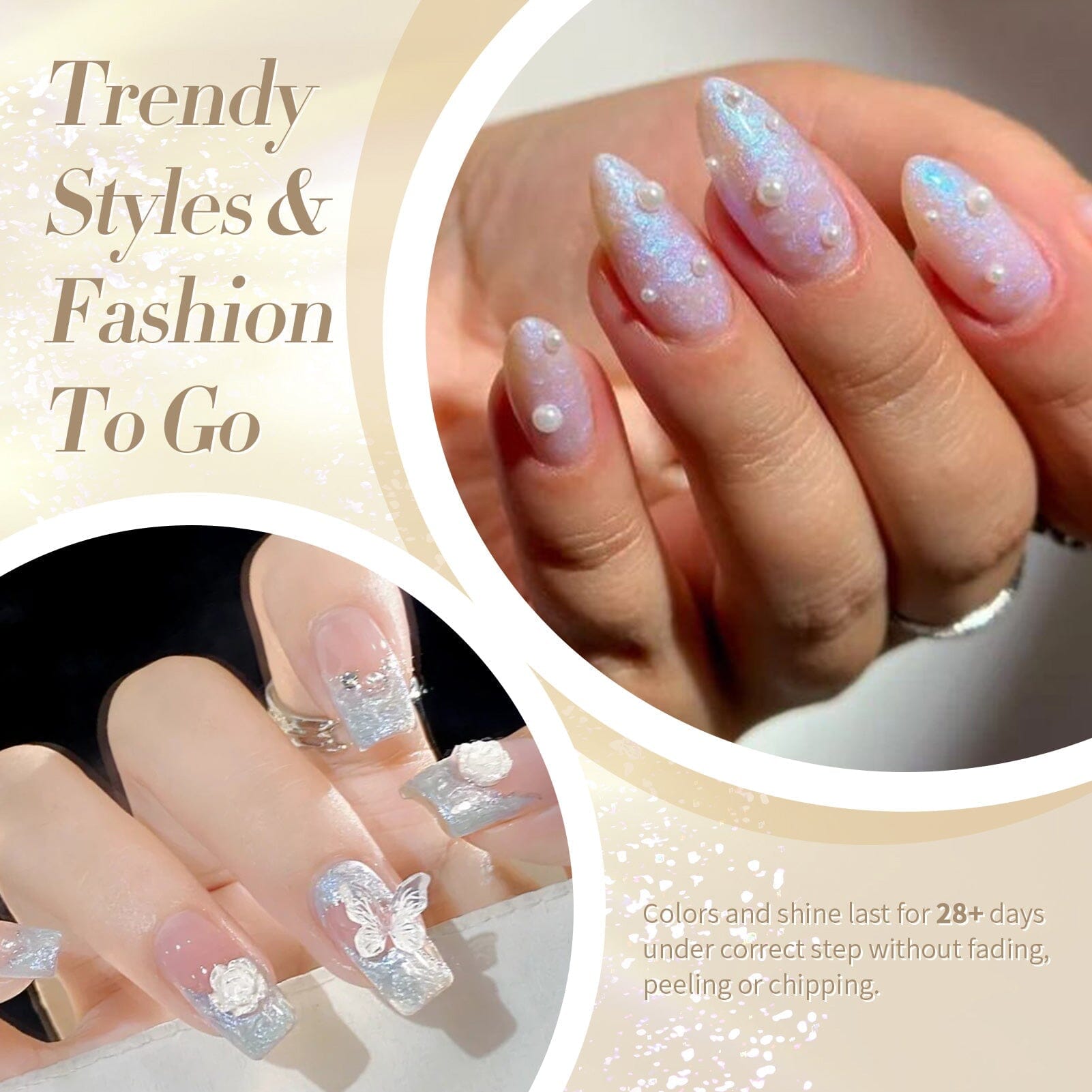 6 Colors Swirl Gel Nail Polish Set - White, Pink, Pearl Shades (7ml) for DIY Manicure, Nail Art & Salon Use