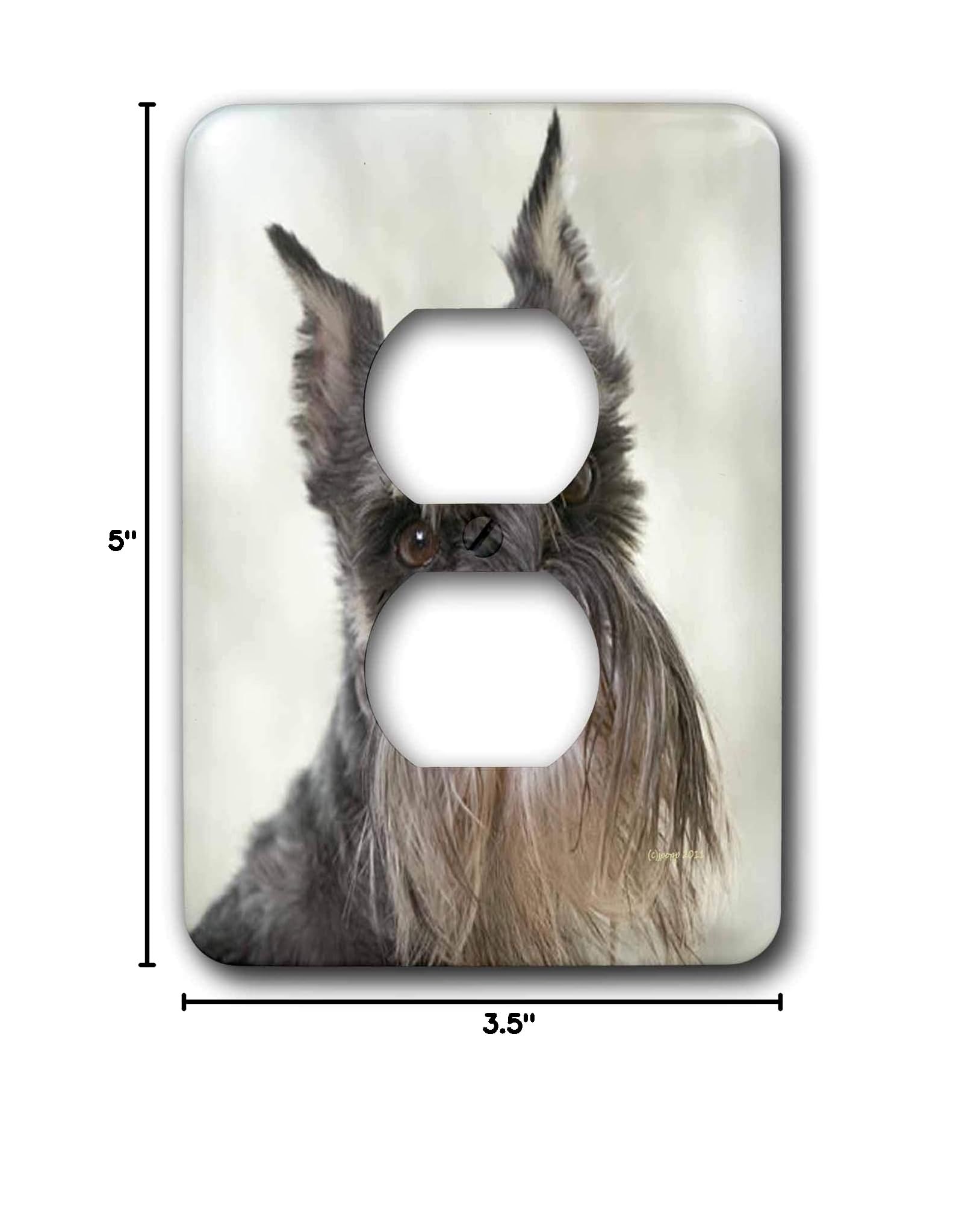 3D Rose Schnauzer Dog Themed 2 Plug Outlet Cover - Decorative Electrical Safety Cover for Home, Office, Nursery & Pet-Friendly Spaces