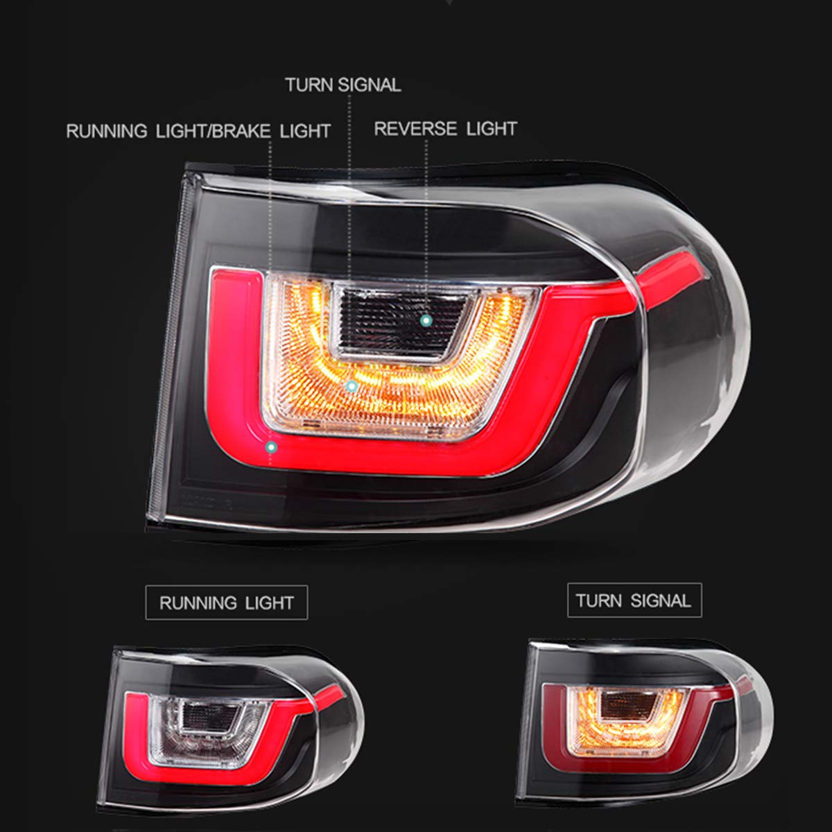 VLAND LED Tail Lights for Toyota FJ Cruiser 2007-2022 - Plug & Play Replacement Rear Lamps Assembly (Driver & Passenger Side) - Enhance Night Visibility & Style for Off-Road Adventures
