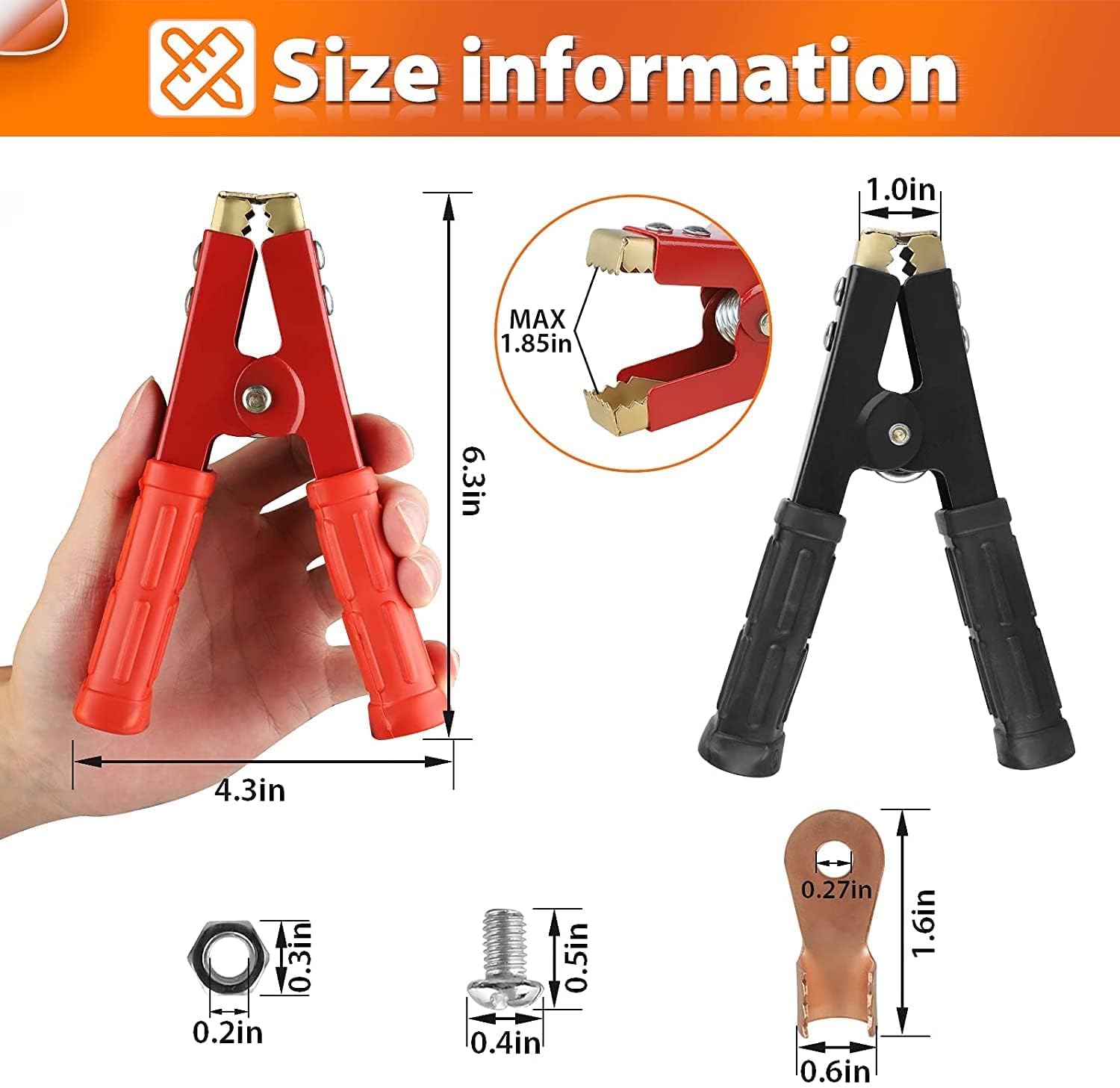 Linkstyle 2PCS 1000A Heavy Duty Car Battery Charger Clamps - Pure Copper Alligator Clips for Jumper Cables & Power Replacement - Ideal for Car Maintenance, Emergency Jump Starts & DIY Automotive Projects