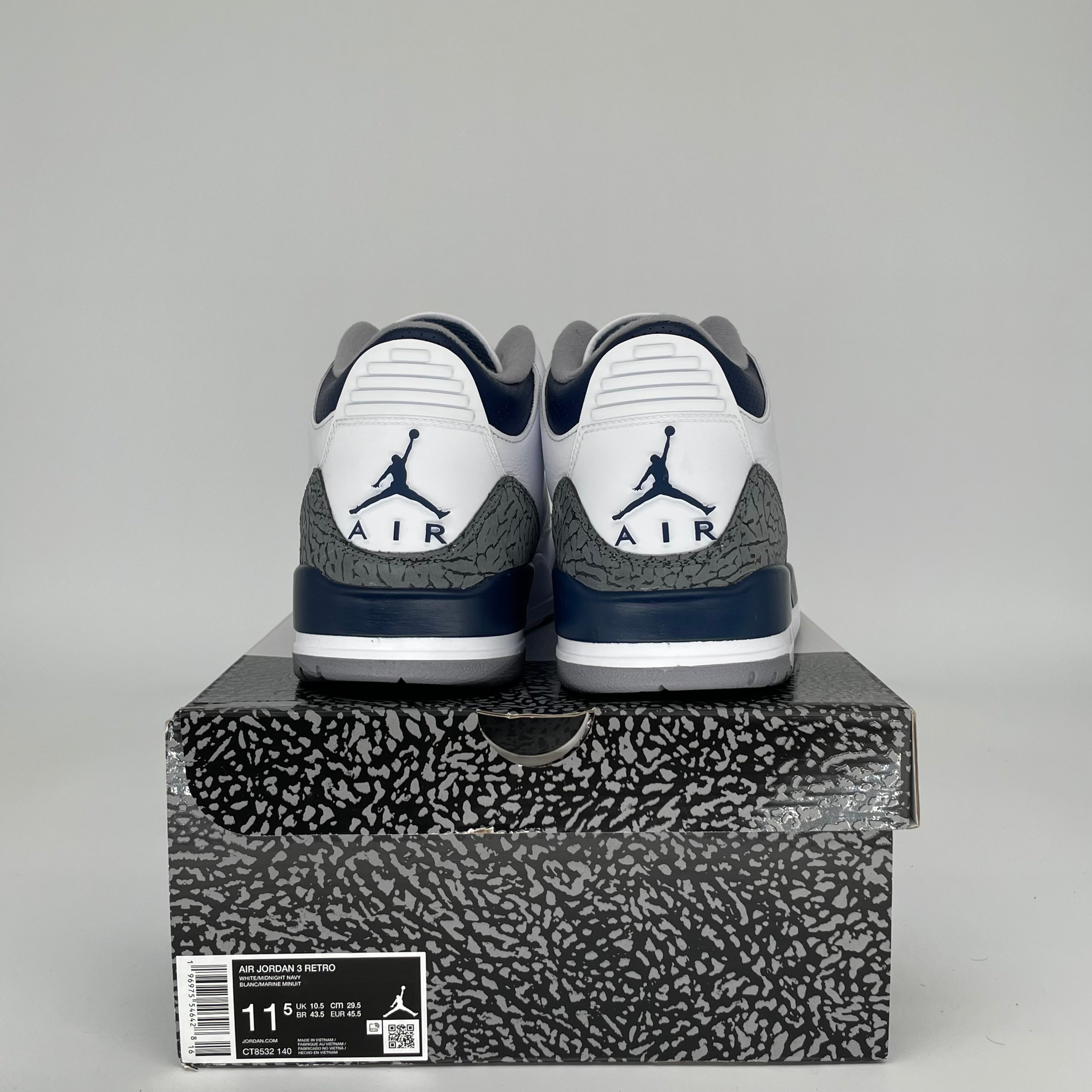 AIR JORDAN 3 MIDNIGHT NAVY MEN'S BASKETBALL SHOES SIZE 11.5 - STYLE CT8532-140 | OFFICIAL NIKE SNEAKERS FOR CASUAL WEAR & STREET STYLE