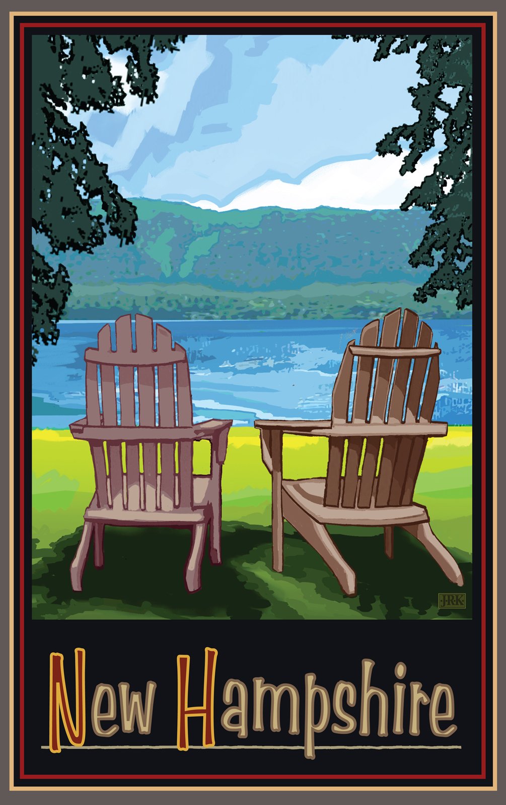 Joanne Colman Adirondack Chairs Wall Art - 11x17 Inch New England Inspired Canvas Print - Perfect for Living Room, Bedroom or Office Decor