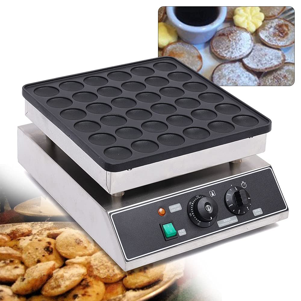 Mini Dutch Pancake Maker - Commercial Electric Nonstick 36Pcs 1.9 Inch Poffertjes Machine, Stainless Steel Pancake Baker for Restaurants, Cafes & Shops - Perfect for Breakfast, Brunch & Dessert Buffets
