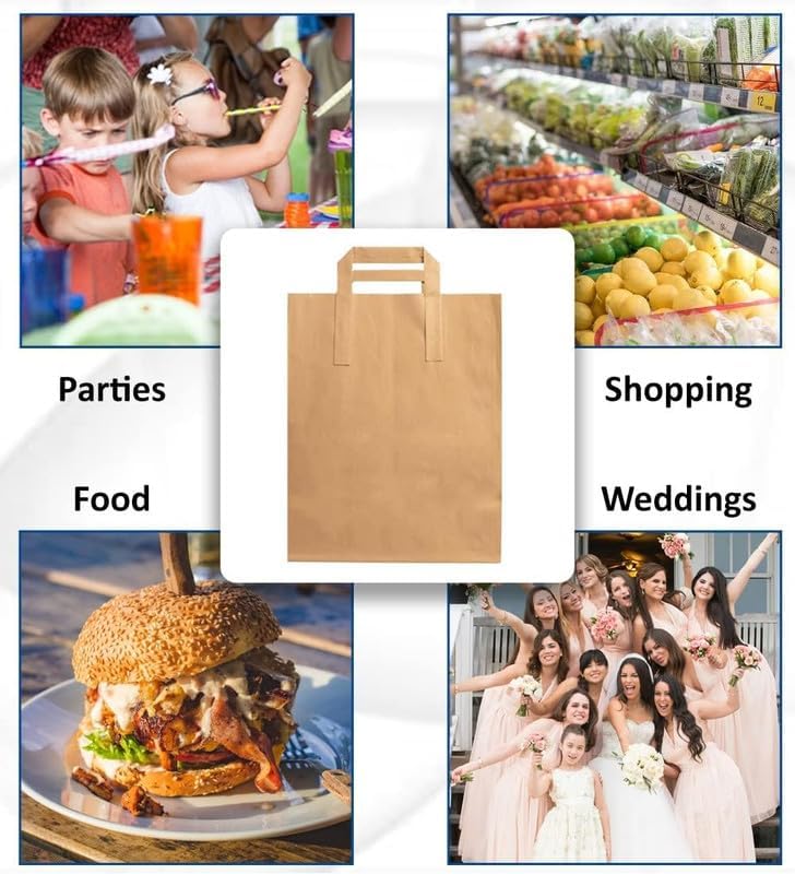 50 Small Brown Paper Bags with Handles 7x9x3.5