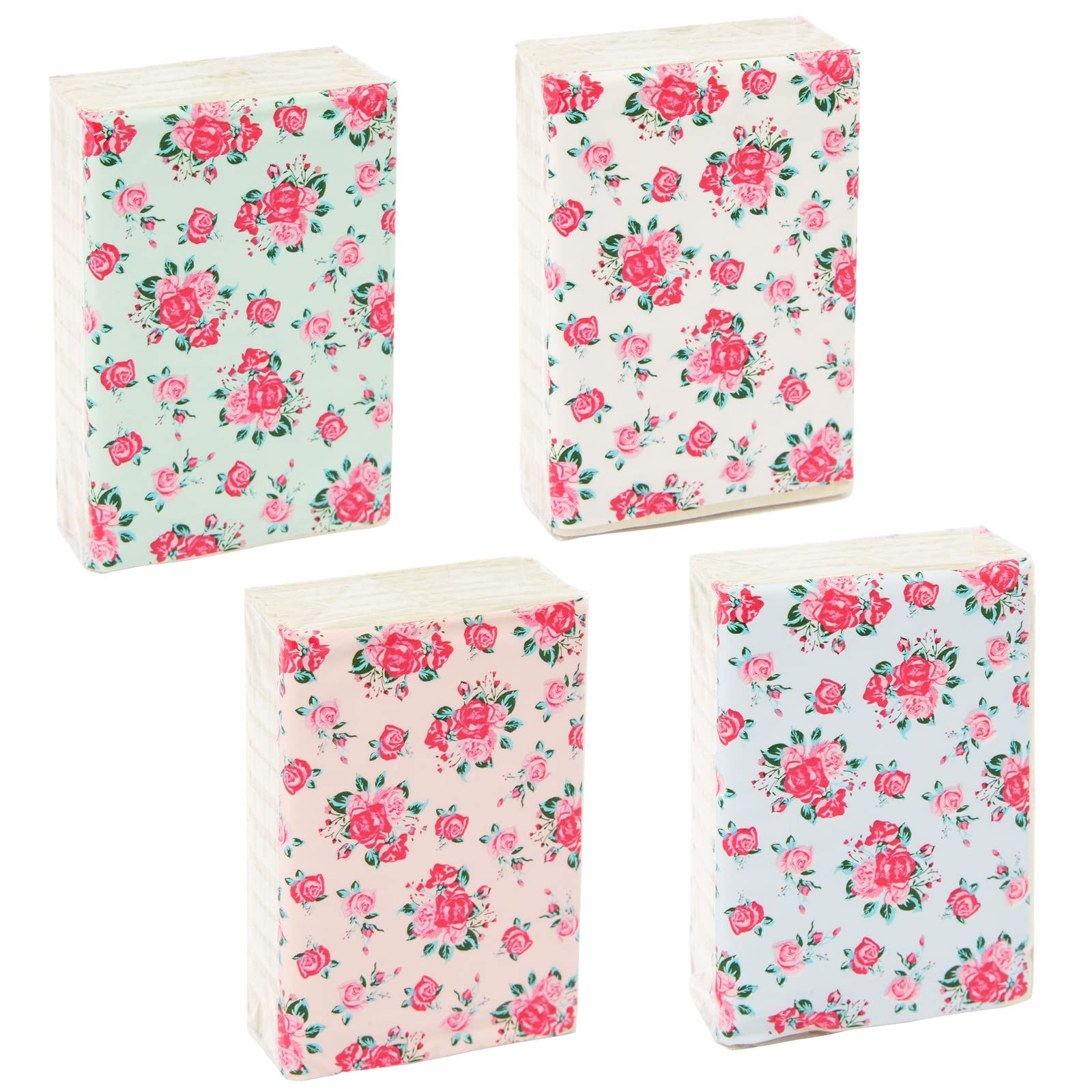 72 Pack Floral Printed Pocket Tissues | Bulk Travel Size Personal Facial Tissues for Women, On-the-Go, Purse, Car & Emergency Use