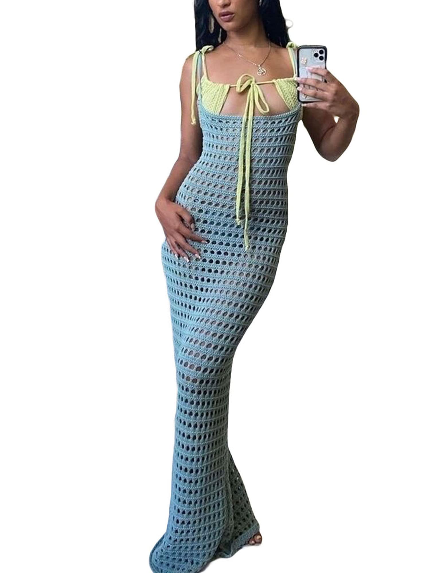 Women's Crochet Beach Cover Up Dress - Long Maxi Swimwear Bikini Coverup for Summer Vacation, Pool Party & Tropical Getaway