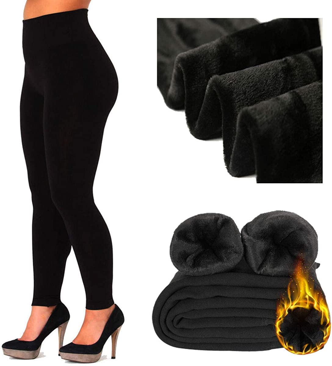 Women's Fleece-Lined Thermal Leggings - Warm Winter Tights for Gym & Running