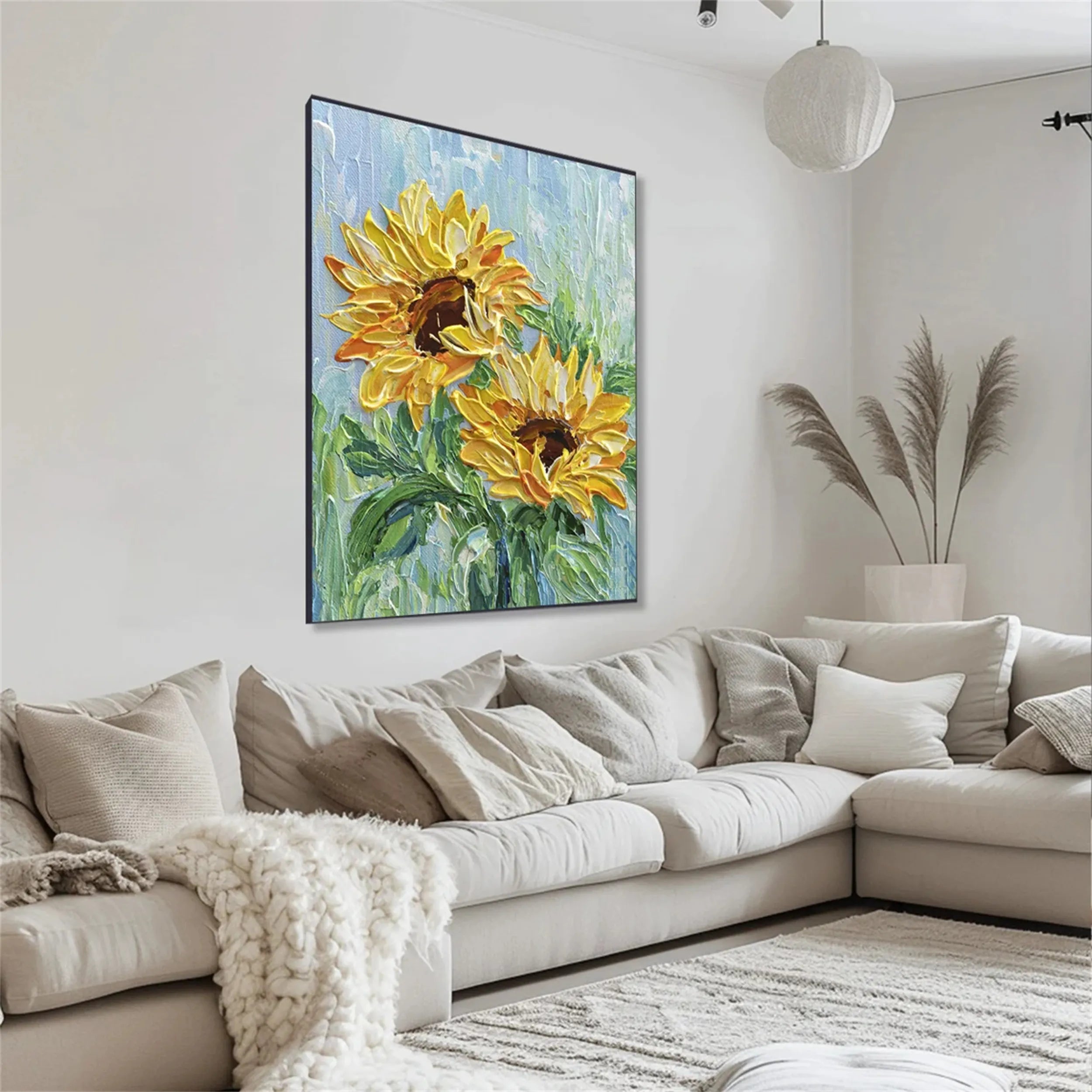 Beautiful Flower and Tree Painting #FT080 - Handmade Canvas Art for Home Decor, Living Room, Bedroom & Office Wall