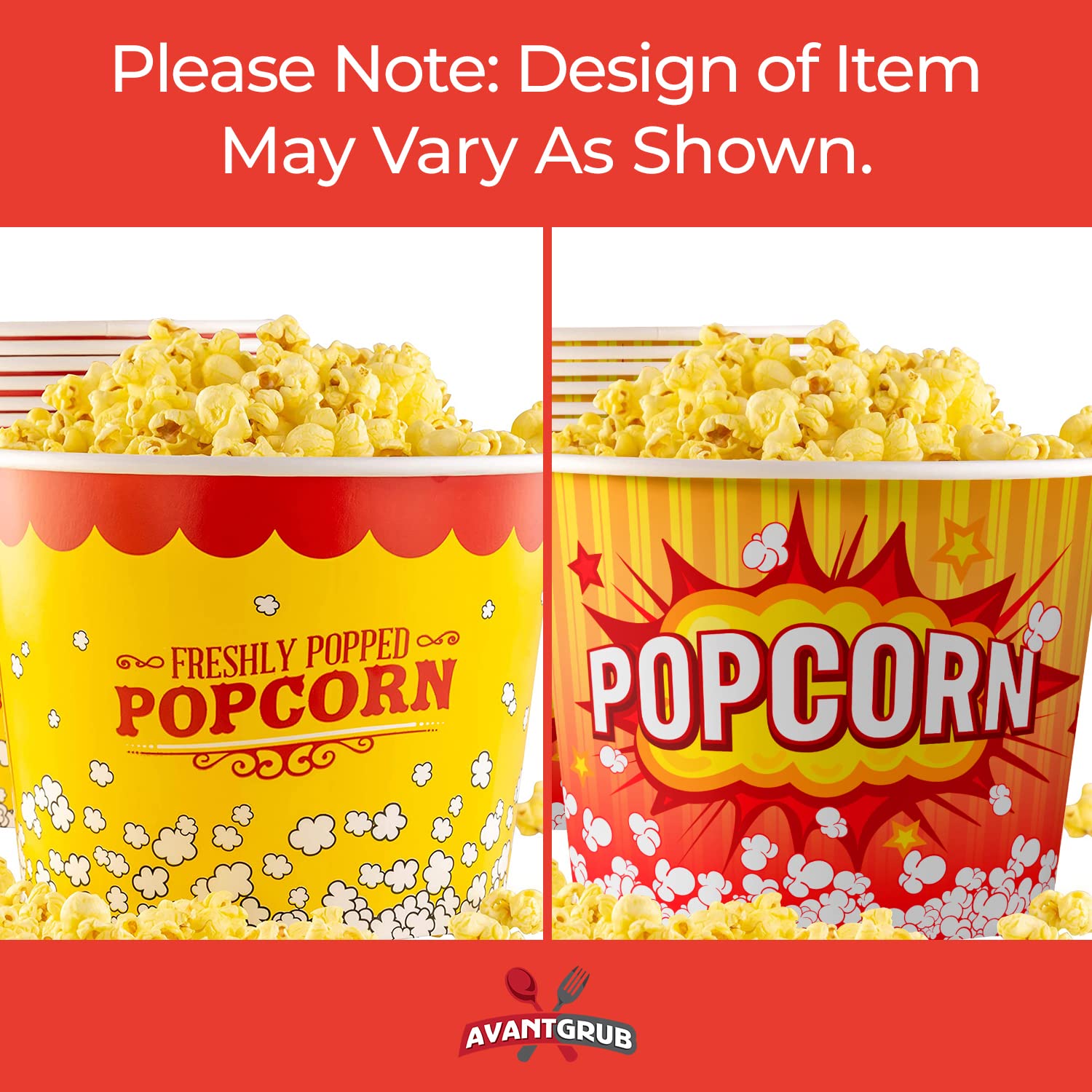 Vintage-Style 85oz Popcorn Buckets (100 Pack) - Reusable, Durable & Greaseproof Movie Theater Containers in Red & Yellow - Perfect for Home Cinema, Birthday Parties, Carnivals, Fundraisers & Concession Stands