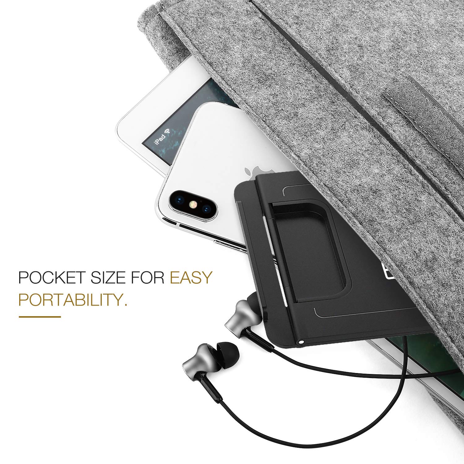 MoKo Foldable Phone & Tablet Stand - Adjustable Desktop Holder Compatible with iPhone 16/15/14/13 Series (Pro/Pro Max/Plus), Steam Deck - Black (Large) - Perfect for Home Office, Video Calls, Gaming & Hands-Free Viewing
