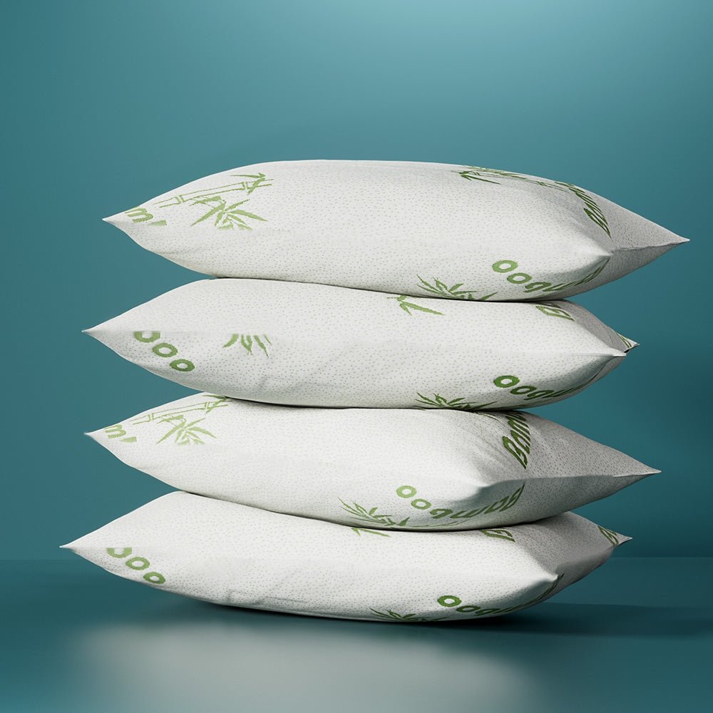 Giselle Hotel Pillow 4 Pack - Medium Firm Bamboo Pillow Cover for Side, Back & Stomach Sleepers - Luxury Bed Pillows for Home, Hotel & Airbnb Use