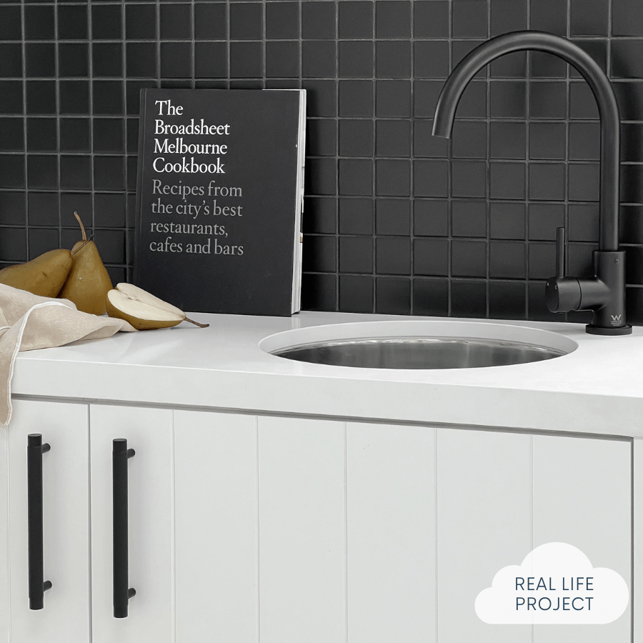 Premium Haddon Black Matte Medium Square Tile - 12x12 Inch Ceramic Floor & Wall Tile for Kitchen, Bathroom, and Backsplash