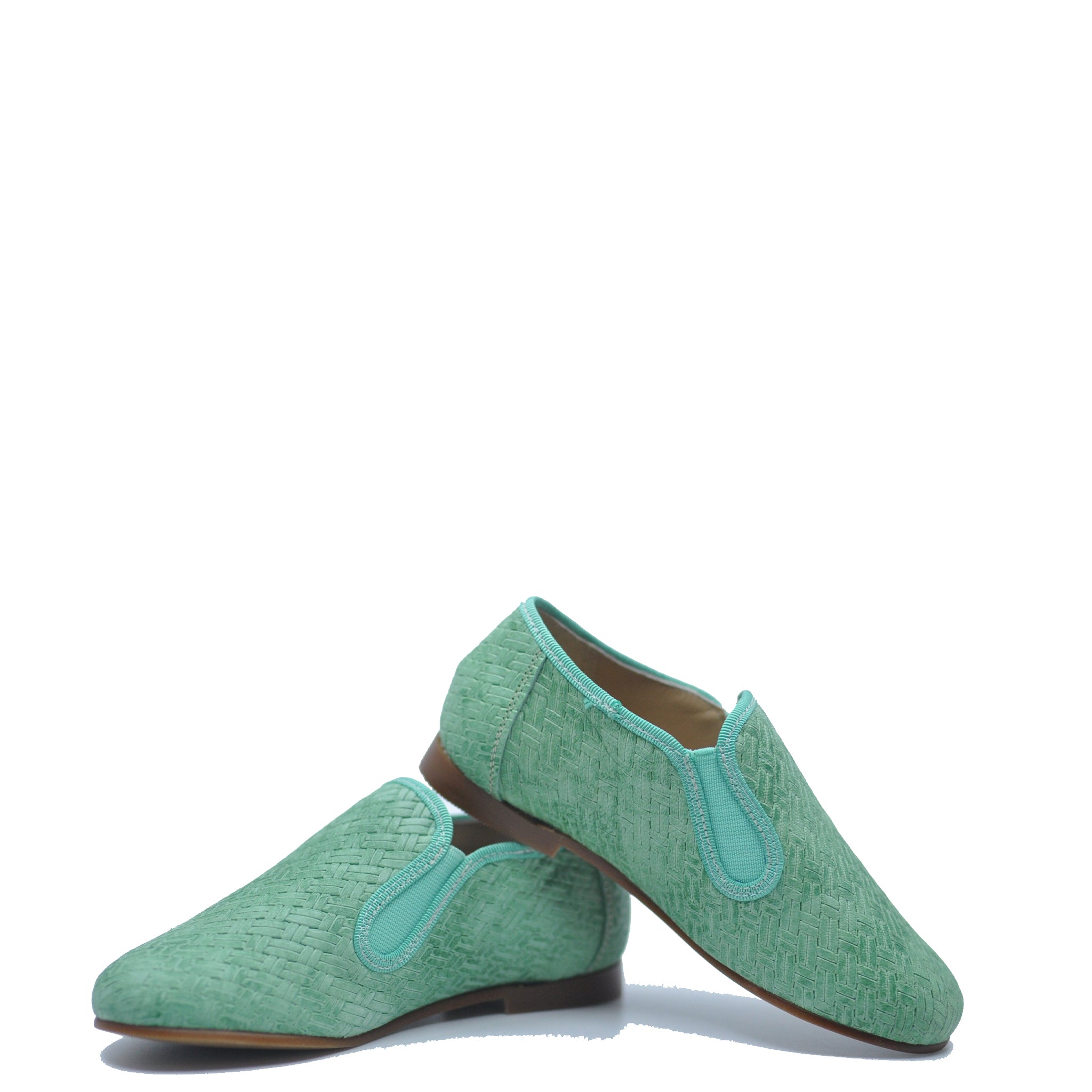 LMDI Green Weave Smoking Loafer Shoes for Men - Comfortable Casual Slip-On Loafers for Walking, Travel & Office Wear