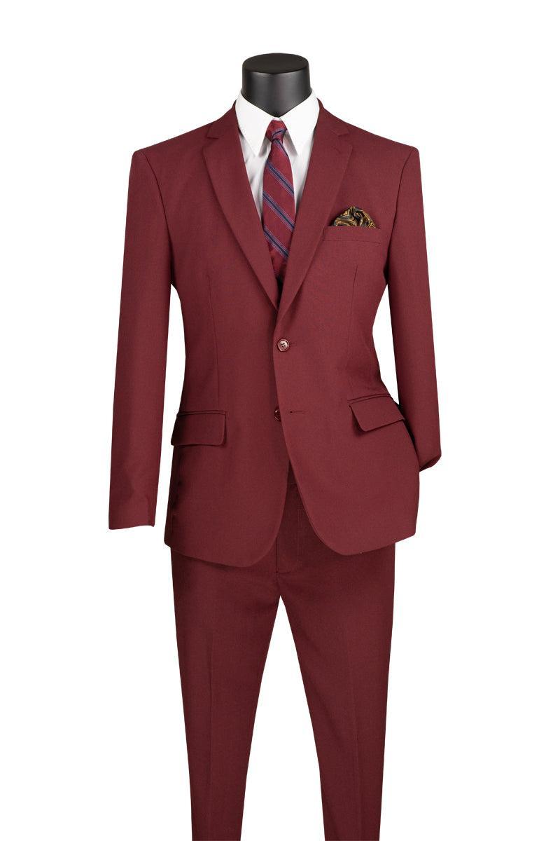 Stylish Slim Fit 2 Piece Suit in Burgundy | Men's Formal Business Attire | Perfect for Weddings, Interviews & Office Wear