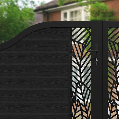 Classic Habitat Curved Top Black Driveway Gate - Middle & End Screen - Perfect for Residential Driveways, Garden Entrances & Property Security