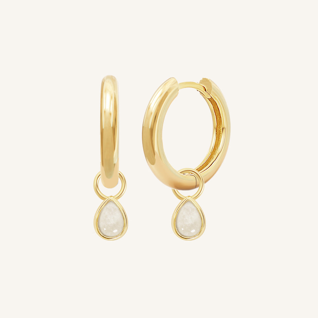 Moonstone Trove Charm Hoops - Elegant Sterling Silver Earrings for Women | Perfect for Boho Chic Style & Everyday Wear