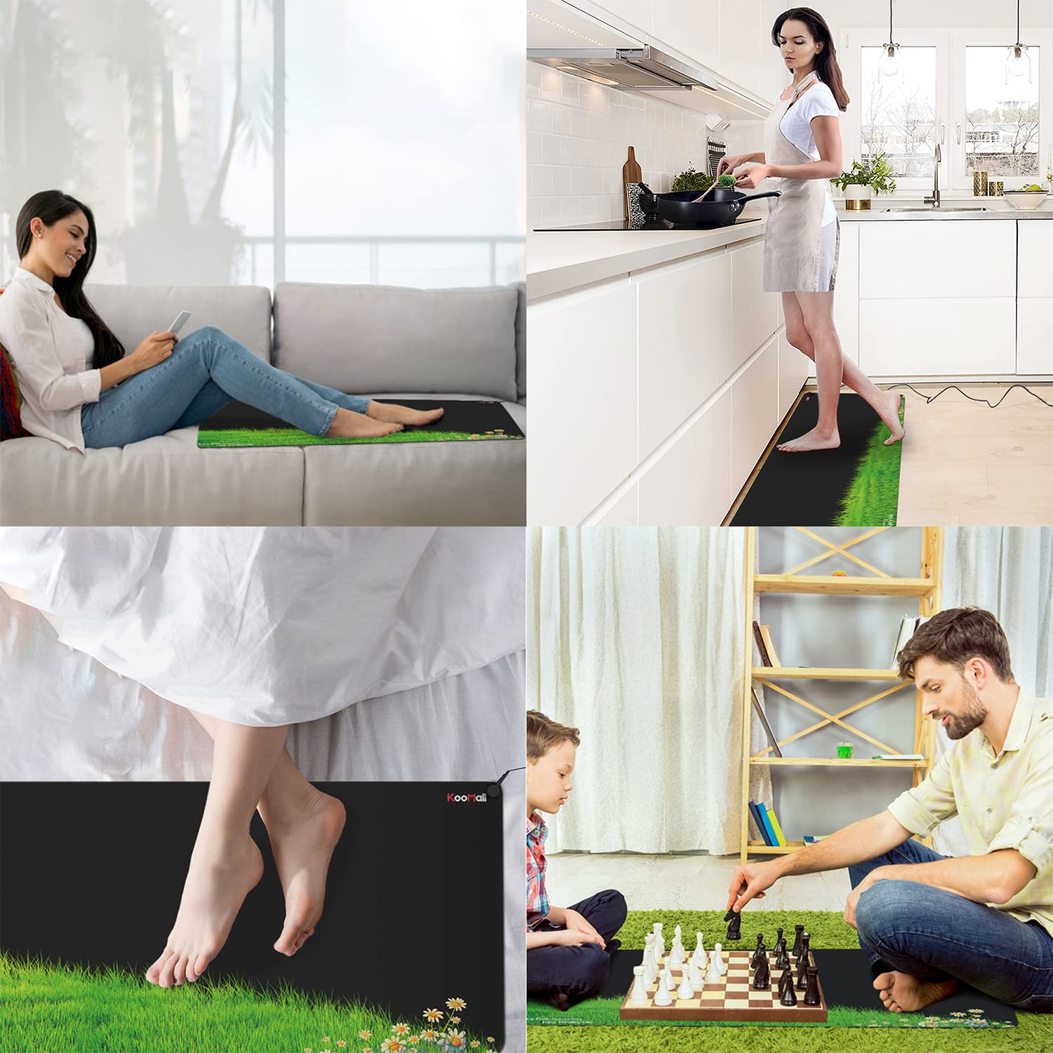 Grounding Mat for Sleep & Pain Relief - Universal Earth Energy Pad to Reduce Static, Inflammation & Anxiety | Soft Conductive Mat for Feet or Desk | Perfect for Home, Office & Meditation