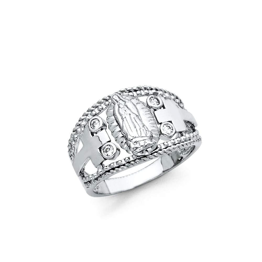 925 Sterling Silver Cubic Zirconia CZ Crucifix Cross Ring for Women - Religious Jewelry, Fashion Statement & Anniversary Gift - Perfect for Church, Weddings & Special Occasions