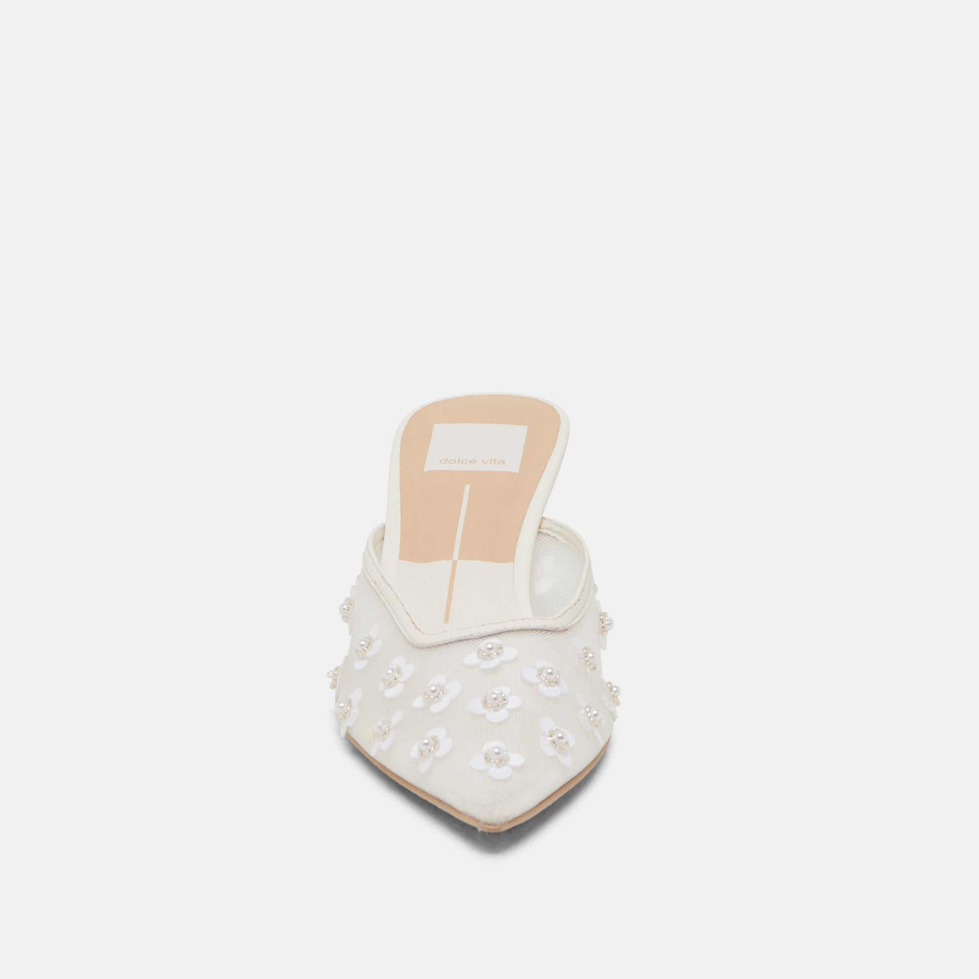 CLARA PEARL HEELS - Women's White Daisy Mesh High Heels for Party, Wedding & Evening Wear - Comfortable Dress Shoes for Special Occasions