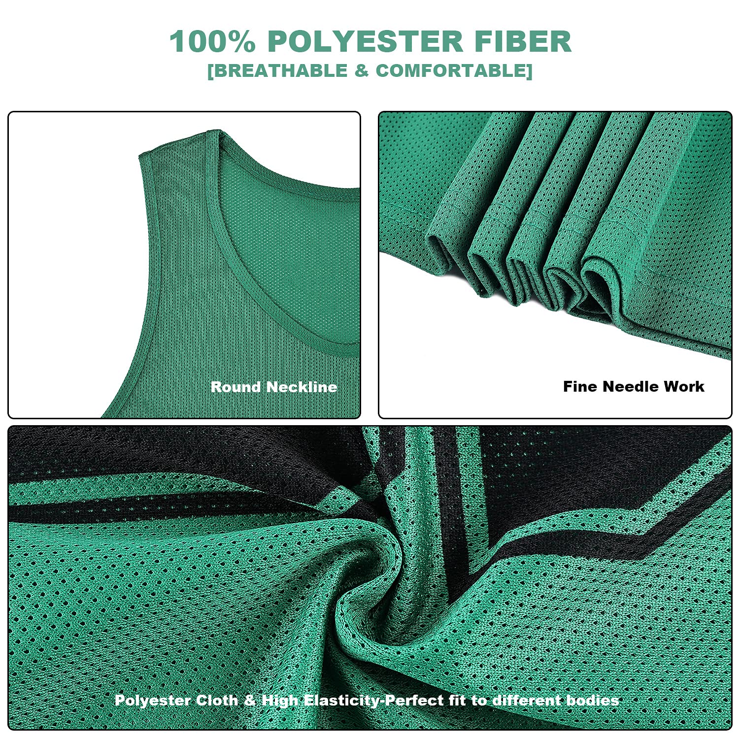 12-Pack Numbered (13-24) Reversible Soccer Training Vests - Breathable Mesh Pinnies with Free Carry Bag for Team Sports, Practice & Youth Soccer Drills