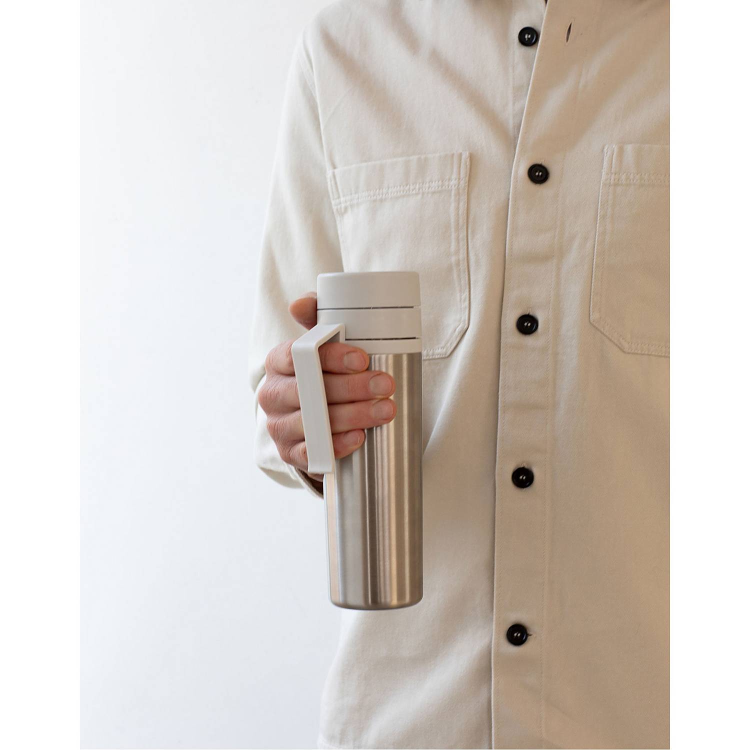0.5L Insulated Stainless Steel Flask - Light Grey, Leak-Proof & BPA-Free for Coffee, Tea & Cold Drinks - Perfect for Travel, Camping & Office Use