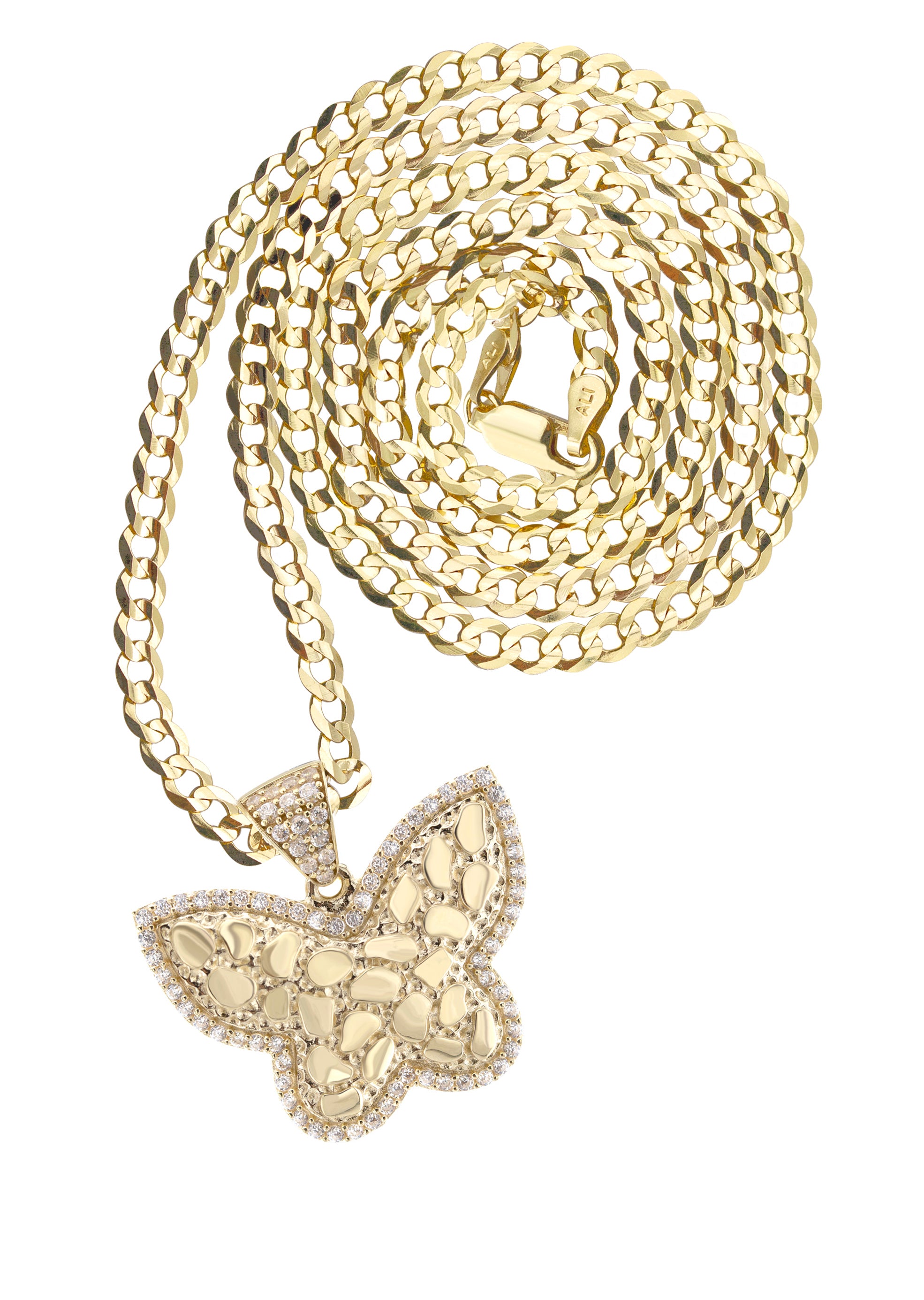 10K Yellow Gold Butterfly Pendant Necklace for Women - 3.4 Inch Chain, 10.4 Grams | Elegant Jewelry Gift for Birthday, Anniversary & Valentine's Day