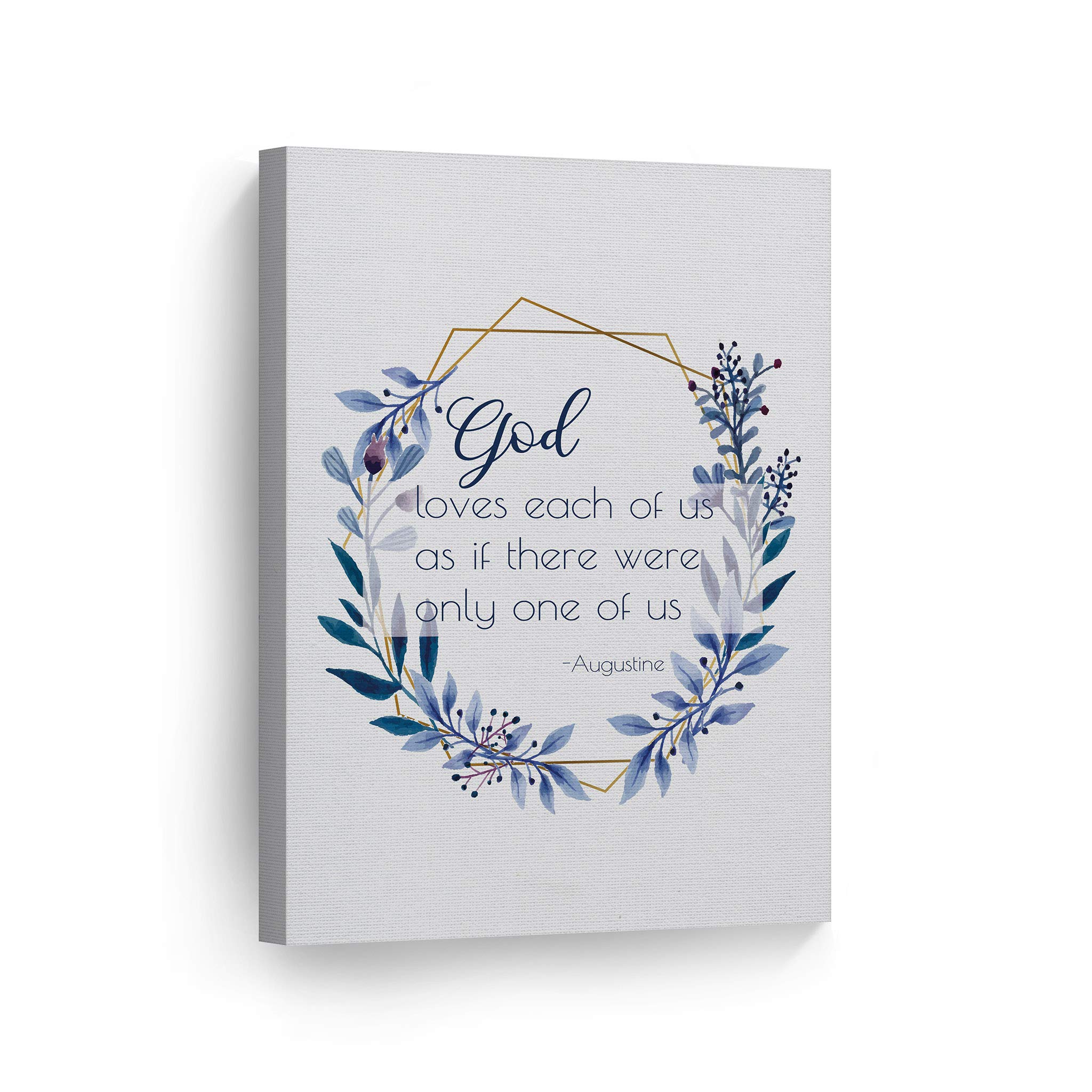 Augustine 'God Loves Each of Us' Bible Verse Canvas Wall Art - 36x24 Rustic Scripture Print, Ready to Hang, Made in USA - Perfect for Christian Home Decor, Church Gifts & Inspirational Living Room Art