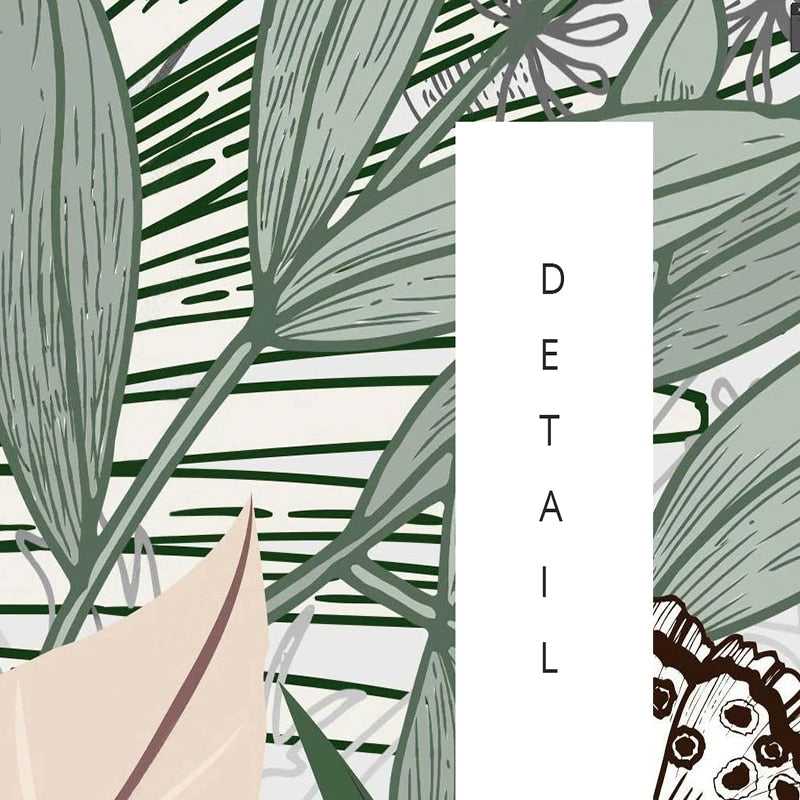 Tropical Plants Rainforest Palm Leaves Wallpaper Mural - Nature-Inspired Peel & Stick Wall Decor for Living Room, Bedroom, Nursery | Easy to Install & Removable