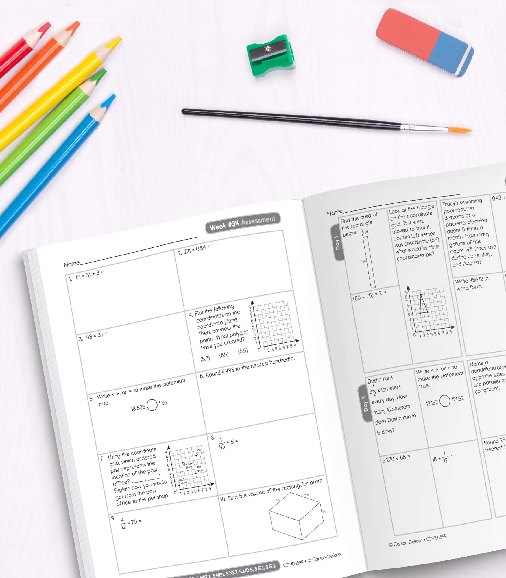 Common Core Math 4 Today Workbook - 5th Grade, 96 Pages | Daily Practice & Skill Building for Elementary Students | Homeschool & Classroom Learning Resource