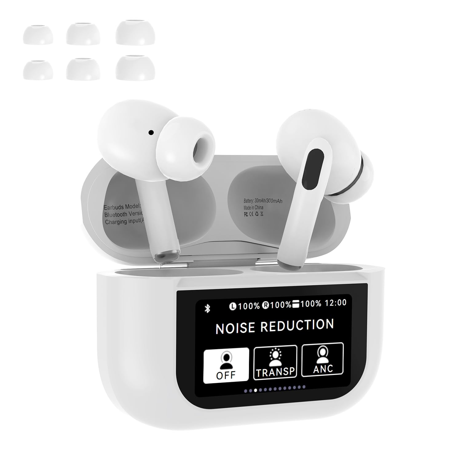 ANC Noise Cancelling Wireless Earbuds with Bluetooth 5.4, LED Touch Screen & Deep Bass - True Wireless Gaming Earphones with Mic for Android/iOS, Phone, Tablet, Laptop - Perfect for Travel, Workouts & Gaming