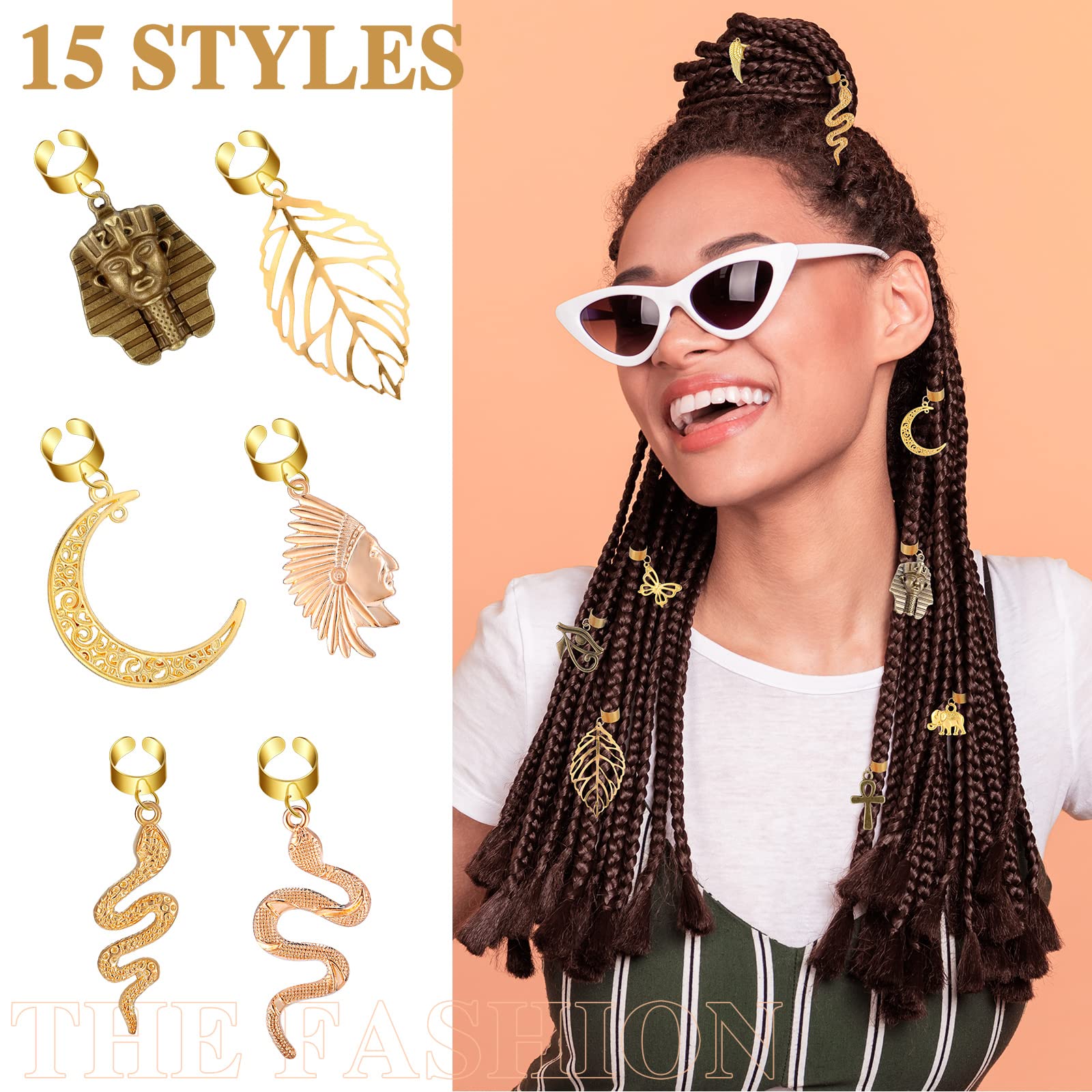40 Pcs Gold Hair Clips for Braids & Locs - African Style Butterfly Hair Jewelry Beads, DIY Hair Charms & Pendants - Perfect for Braiding, Hair Accessories & Decoration - Great for Parties, Weddings & Everyday Styling
