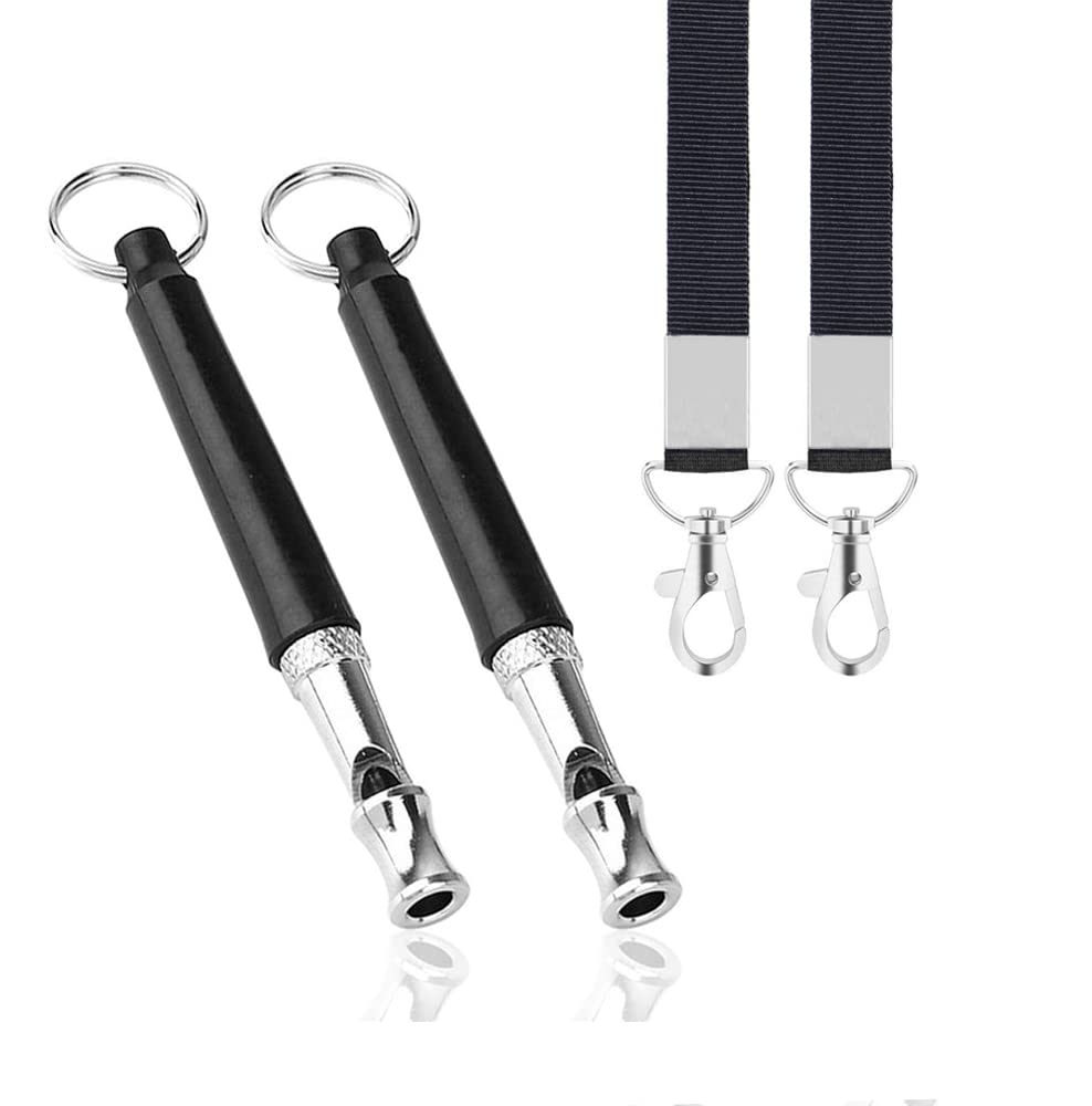 2 Pack Adjustable Ultrasonic Silent Dog Whistle - Professional Dog Training Tool to Stop Barking & Recall Training with Lanyard - Perfect for Neighbor's Noisy Dogs, Outdoor Adventures & Obedience Classes