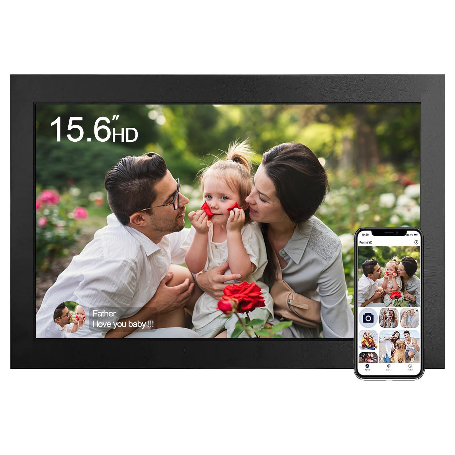 15.6 Inch WiFi Digital Photo Frame with 32GB Memory - Smart Cloud Touch Screen, Auto Rotation, Remote Sharing via Frameo App - Perfect for Home Decor, Office Display & Gift Giving