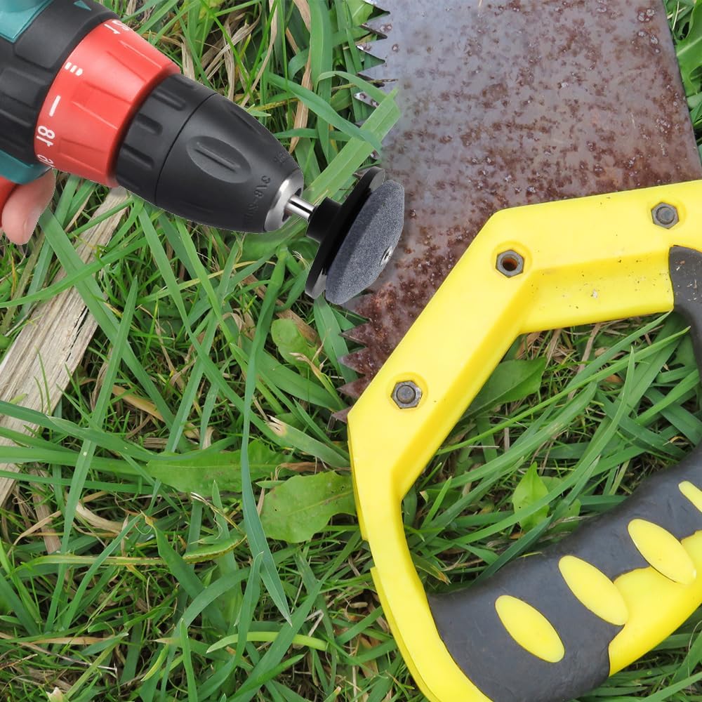 2024 Universal Lawn Mower Blade Sharpener Kit - Dull Blade Sharpener Attachment for Power Drills, Wear-Resistant Rotary Mower Blade Sharpener (4-Piece Red Set) - Perfect for Home Lawn Care & Professional Landscaping