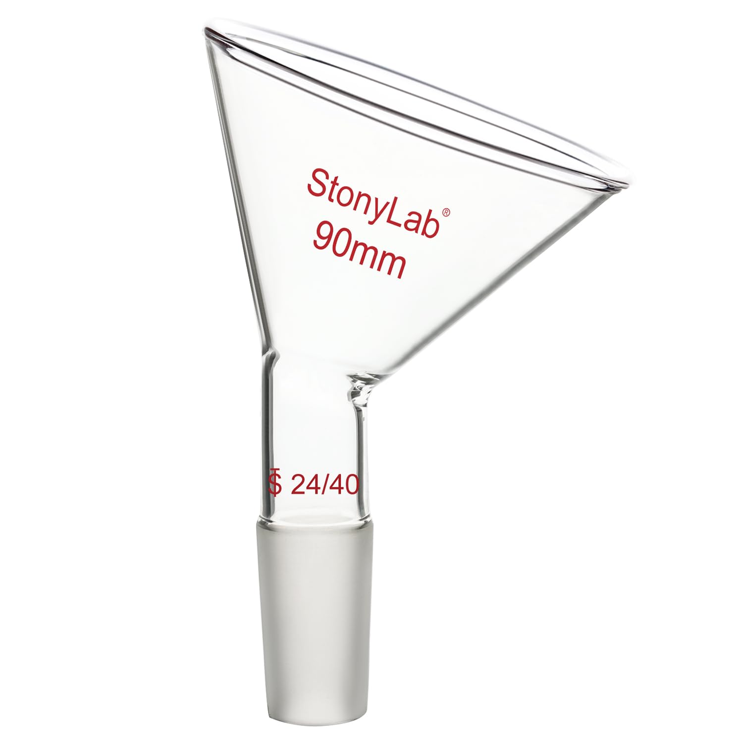 Stonylab 60mm Offset Borosilicate Glass Powder Funnel with 24/40 Standard Joint - Inclined Triangular Laboratory Funnel for Precise Material Transfer (90mm) - Ideal for Chemistry Labs, Powder Supplementing & Precise Liquid Pouring