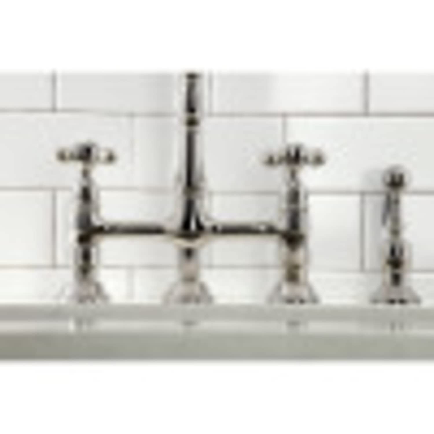 Kingston Brass Heritage 8-Inch Center Kitchen Faucet with Side Sprayer - High Arc Pull-Out Sprayer for Modern Kitchen Sink, Perfect for Washing Dishes and Filling Pots