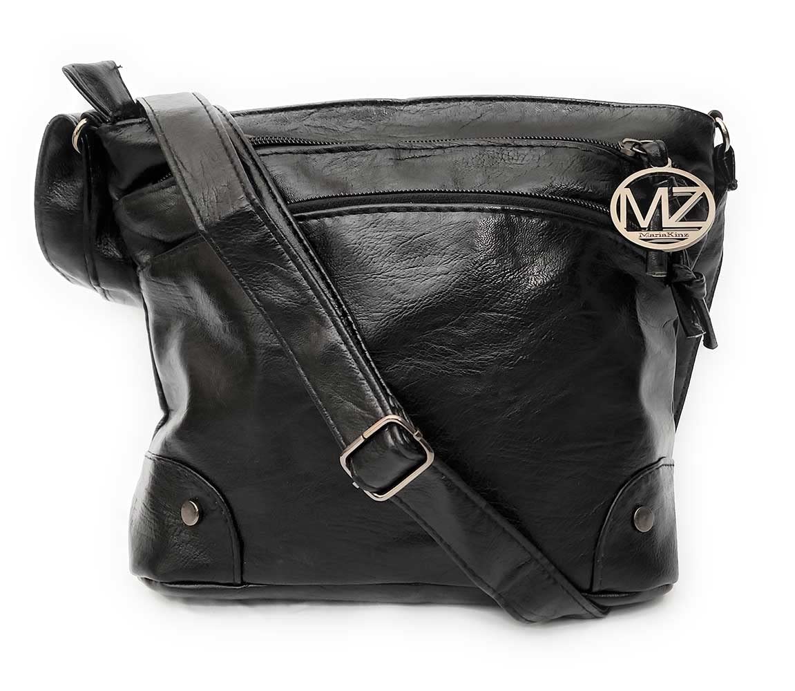 MariaKinz Soft Leather Crossbody Bag with 4 Zipper Pockets - Stylish Women's Shoulder Purse for Everyday Use, Travel & Shopping