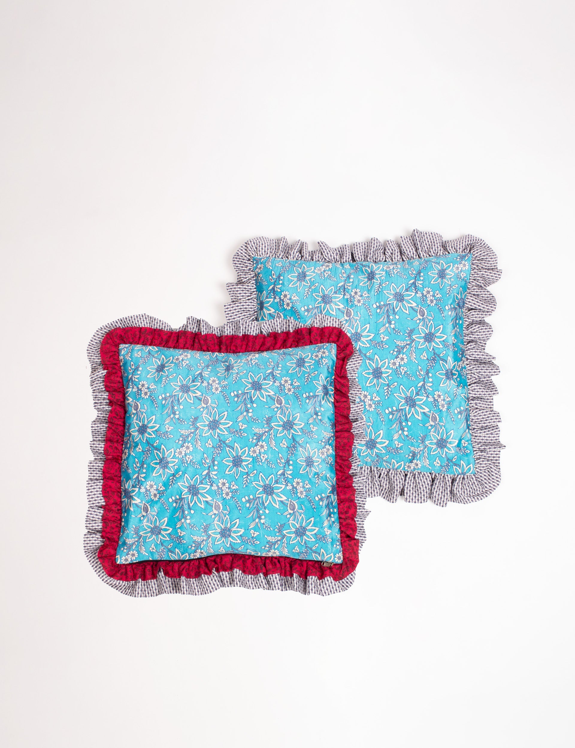 Luxury Double Frill Cushion Cover Set of 2 - Soft Decorative Pillow Covers for Sofa, Bed, Living Room & Home Decor
