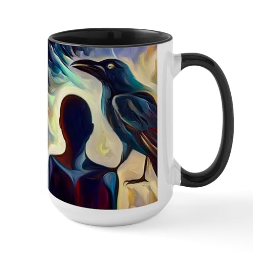 White/Black Inside - Spirit Animal Crow Mugs