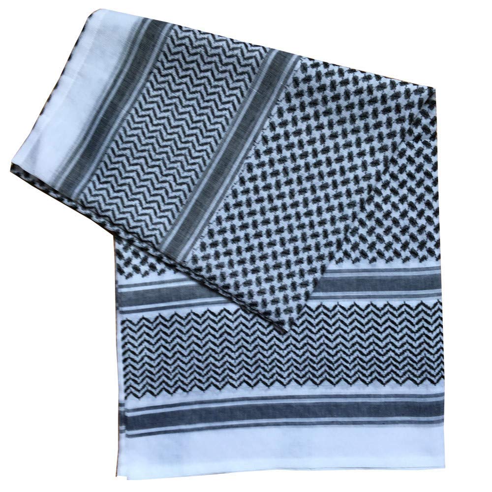 Authentic Arab Shemagh Head Scarf for Men - Islamic Print Cotton Keffiyeh Turban & Arabic Head Cover - Perfect for Desert Travel, Cultural Events & Outdoor Protection