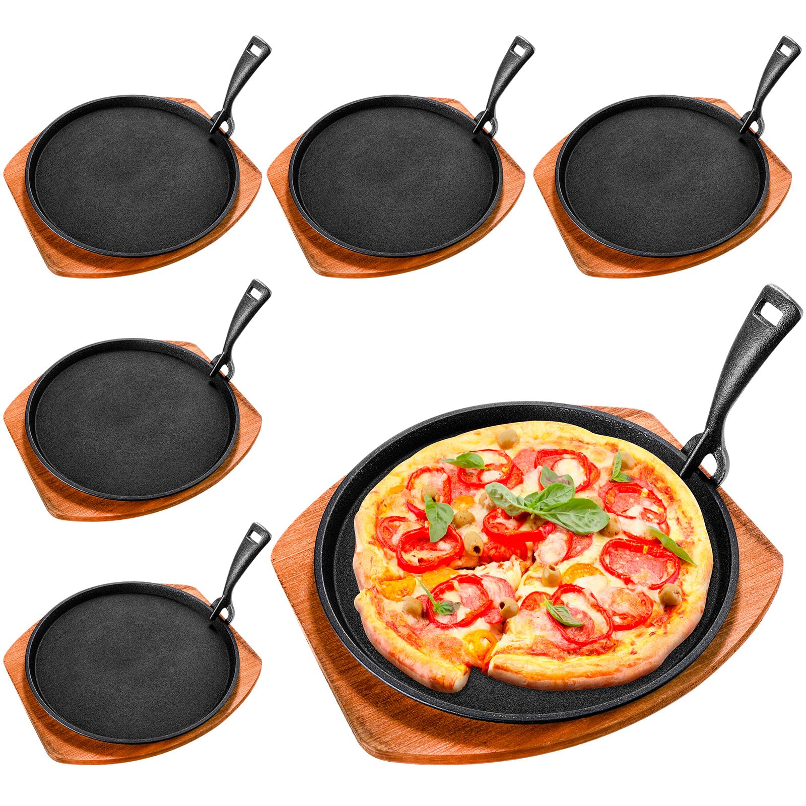 6-Piece Cast Iron Fajita Plate Set - 9.84