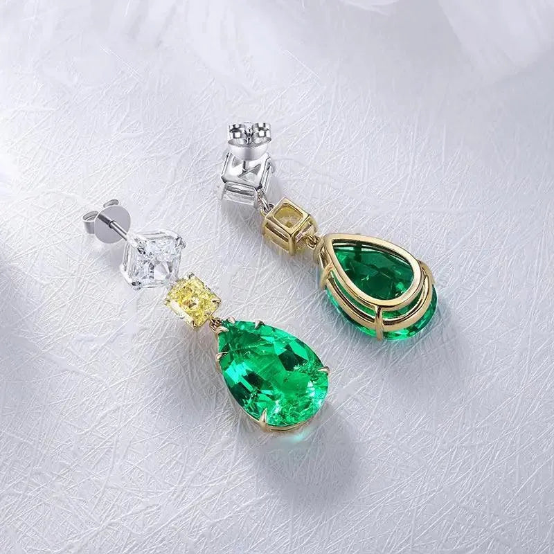 10K Gold Lab-Created Emerald Earrings with Moissanite – Hydrothermal Emerald Fine Jewelry for Women – Perfect for Parties, Weddings & Gifts