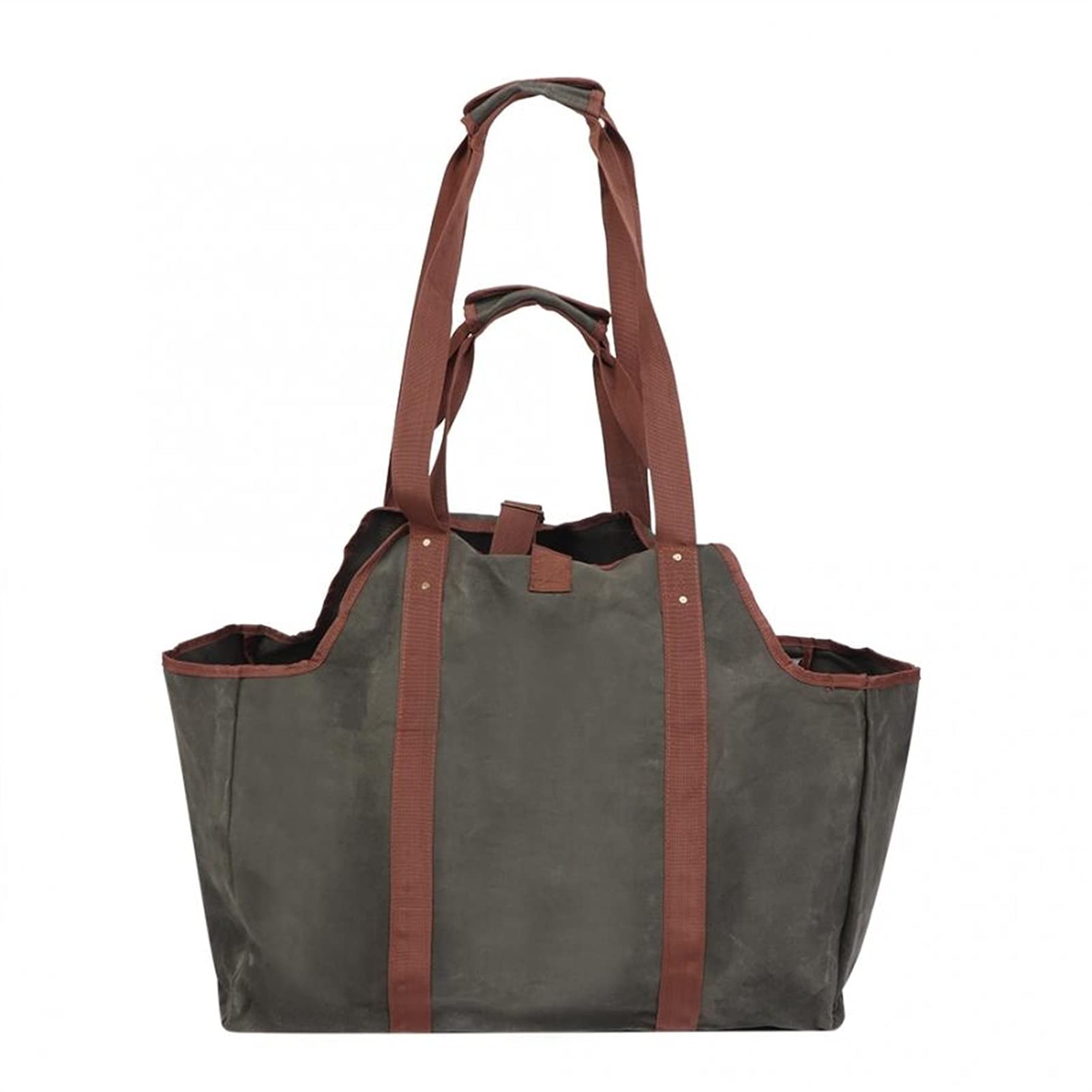 Premium Waxed Canvas Firewood Carrier - Large Thickened Portable Log Tote Bag for Camping, Hiking & Outdoor Firewood Storage (Gray) - Perfect for Backyard BBQs, Fire Pits & Wood Stove Use