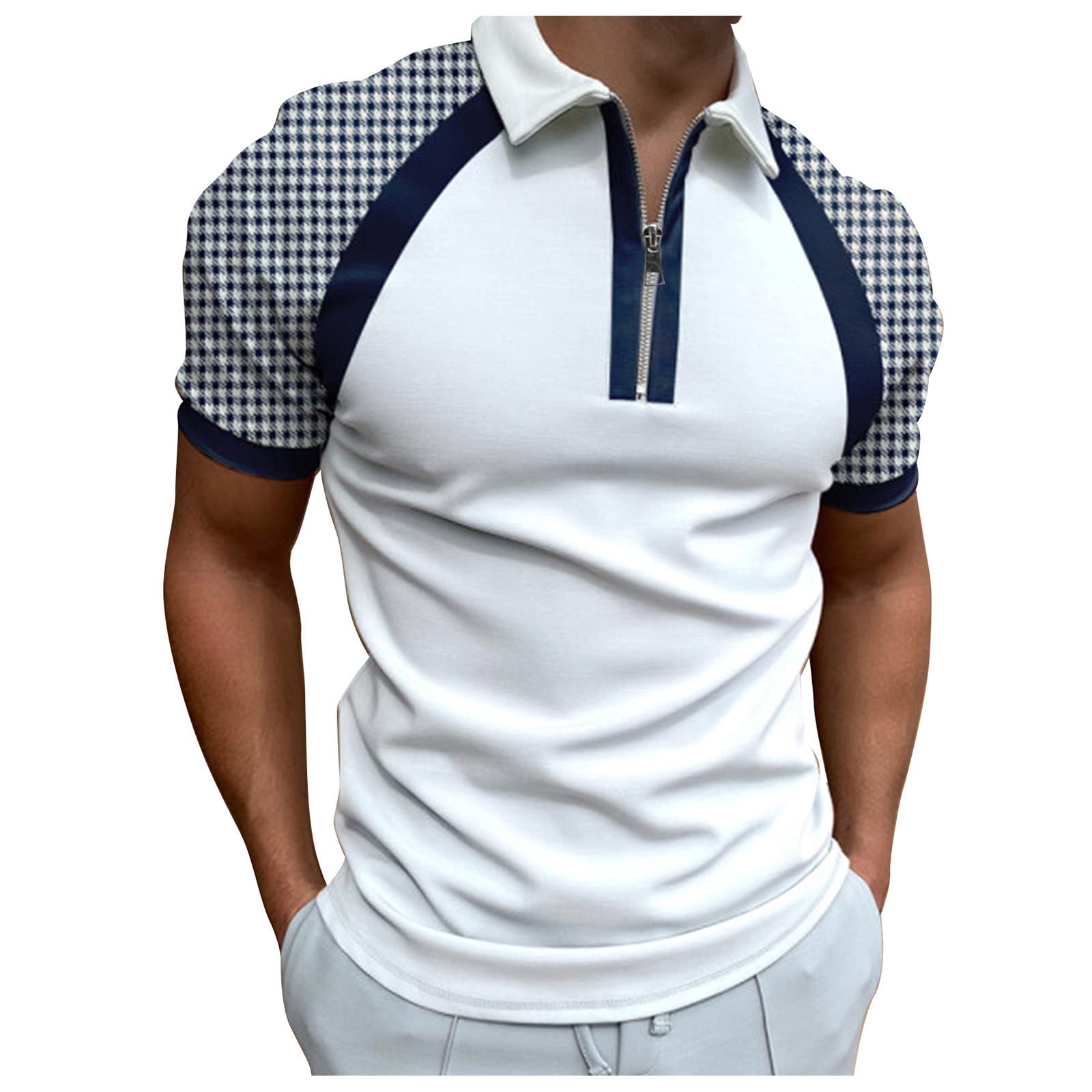 Men's Classic Fit Polo Shirts - Slim Fit Short Sleeve 3D Digital Print T-Shirt with Zipper Neckline | Casual Wear, Office Outfits & Summer Fashion